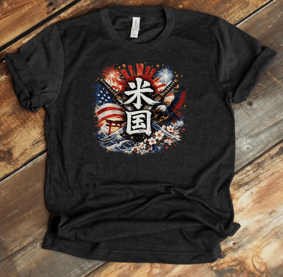 XS American Spirit Japanese Kanji Patriotic Unisex T-Shirt - Kanji Soul