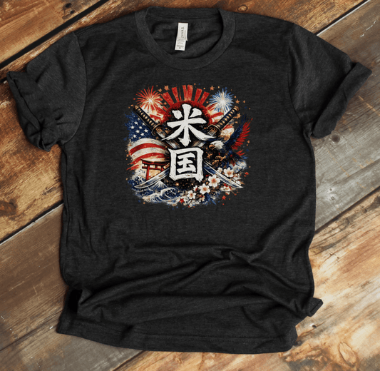 XS American Spirit Japanese Kanji Patriotic Unisex T-Shirt - Kanji Soul
