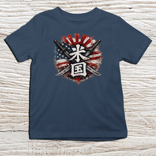 XS Stars and Stripes Japanese Kanji Patriotic Kids T-Shirt - Kanji Soul