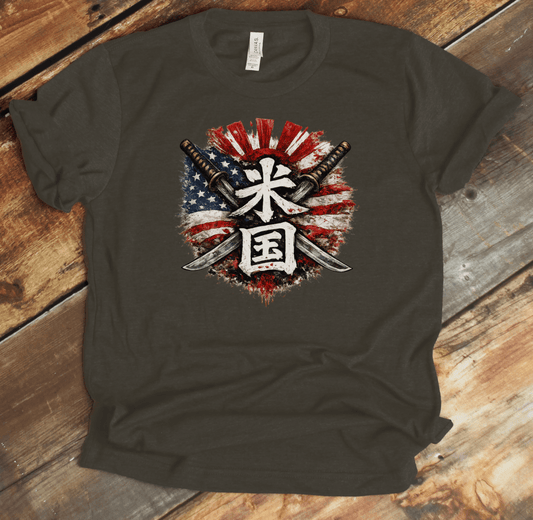 XS Stars and Stripes Japanese Kanji Patriotic Unisex T-Shirt - Kanji Soul