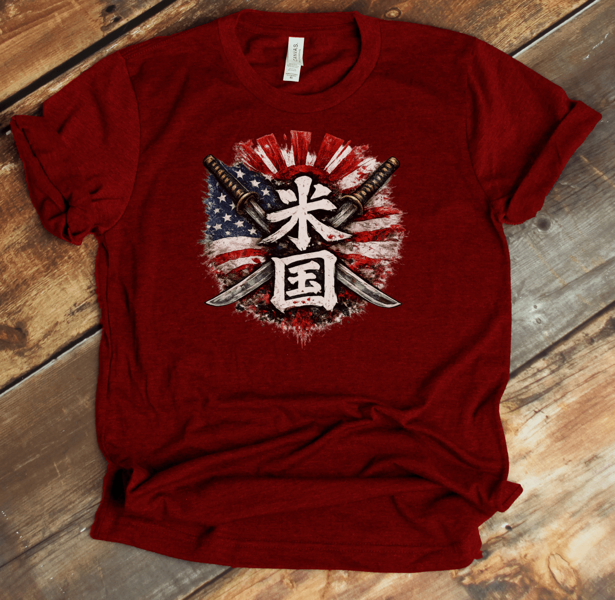 XS Stars and Stripes Japanese Kanji Patriotic Unisex T-Shirt - Kanji Soul