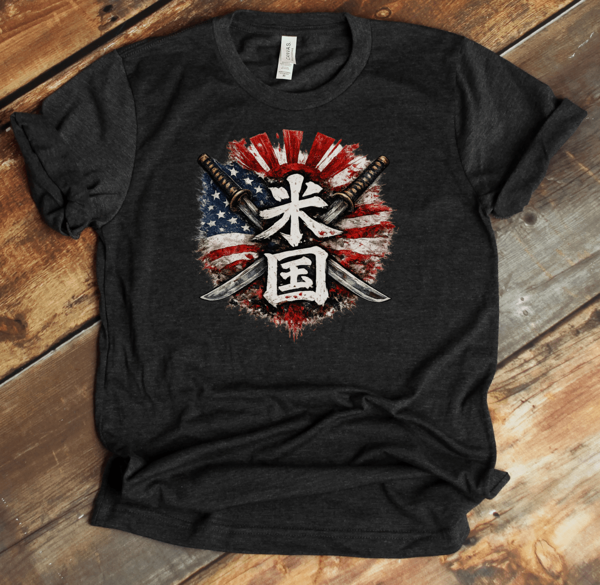 XS Stars and Stripes Japanese Kanji Patriotic Unisex T-Shirt - Kanji Soul